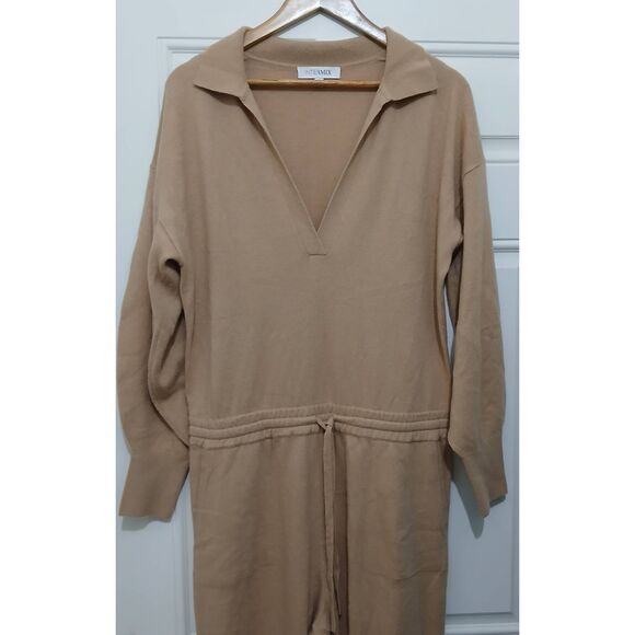 Intermix womens large wool cashmere Beckett callar jumpsuit romper tan long - Picture 3 of 8